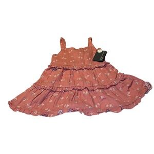 Modern Moments by Gerber Girls 5T Pink Raspberry Gauze Tiered Ruffle Dress NWT
